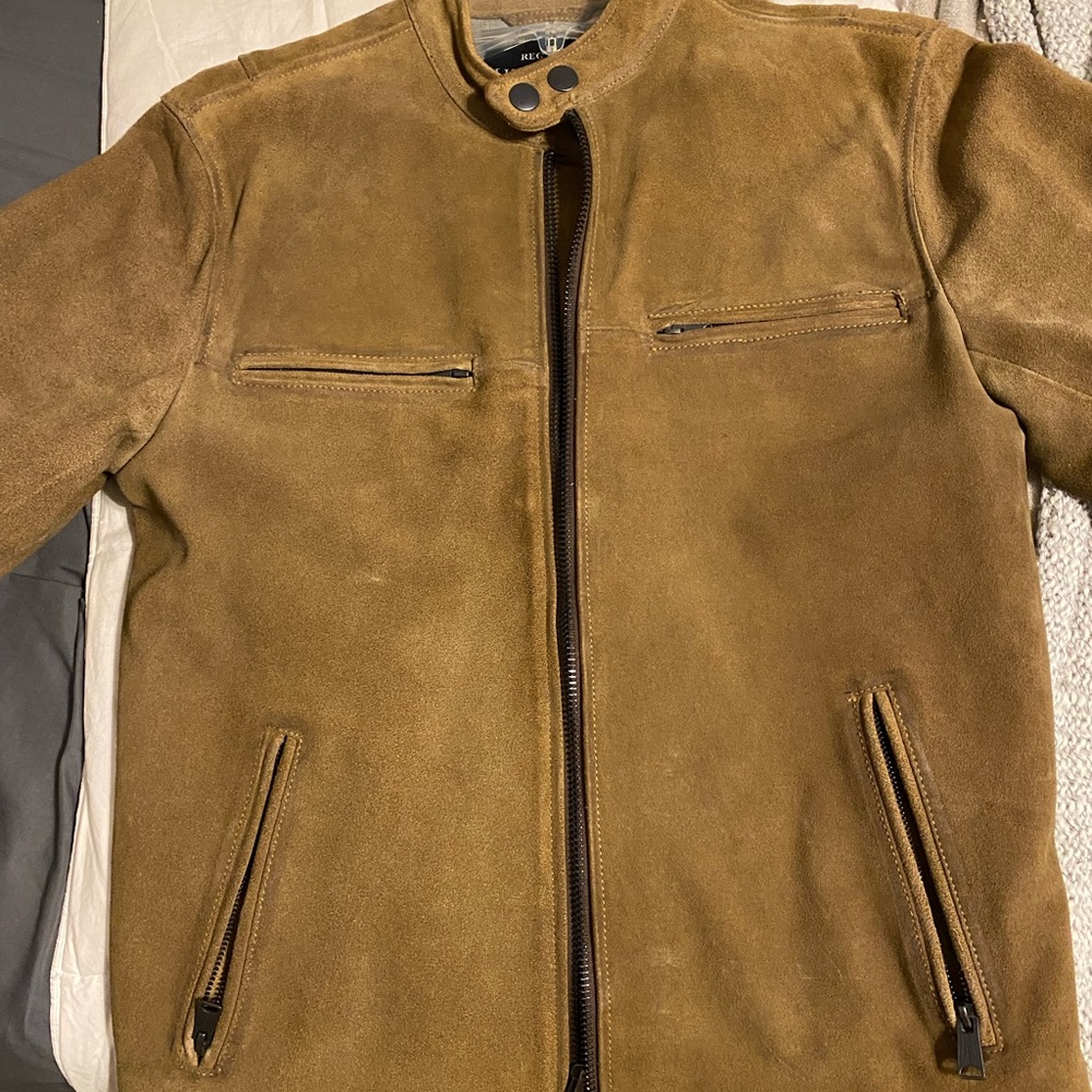 Lucky Brand Leather Suede Cafe Racer Jacket